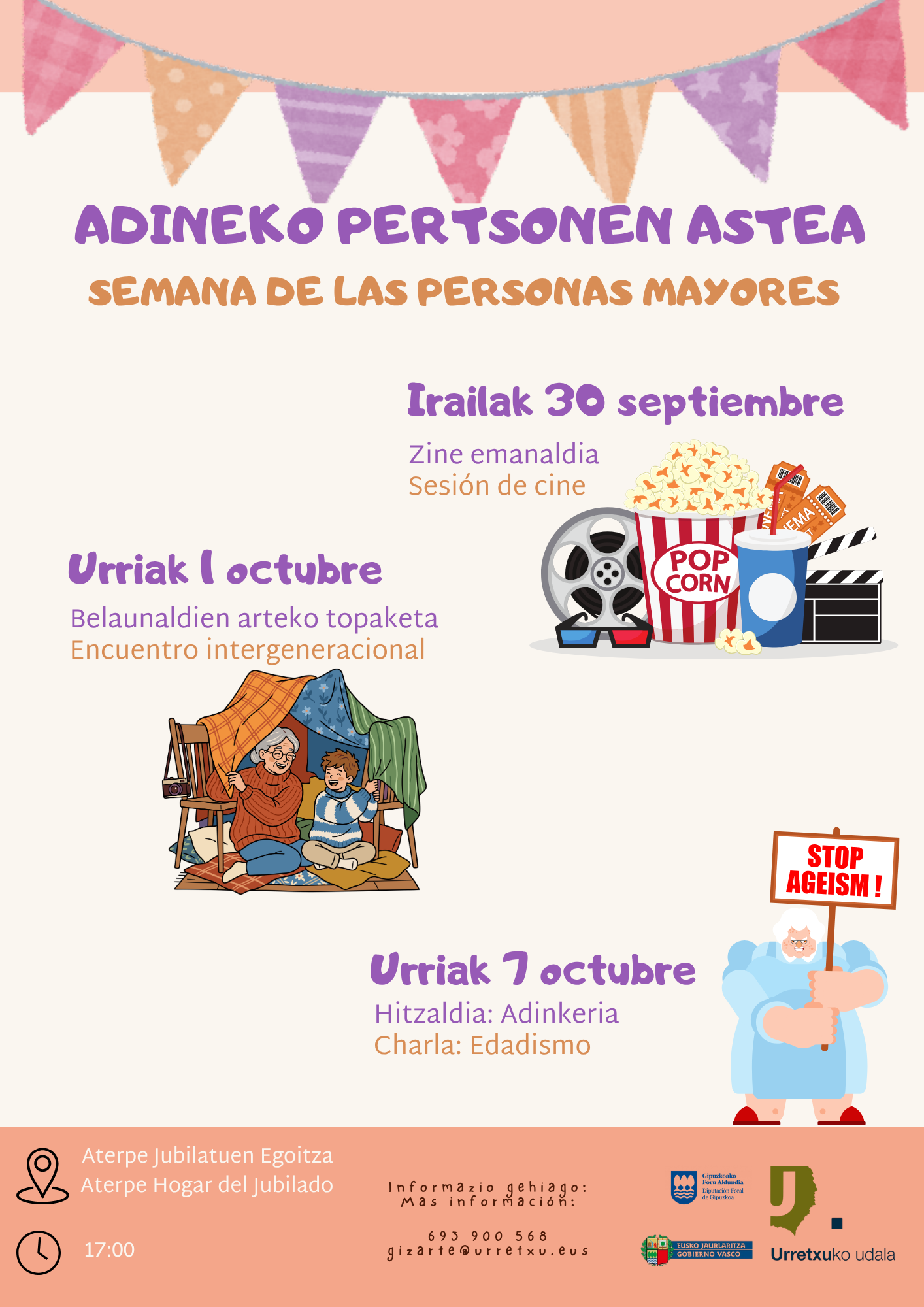 La Asociación de Jubilados Aterpe de Urretxu celebrará la Semana de las Personas Mayores del 30 de septiembre al 7 de octubre 